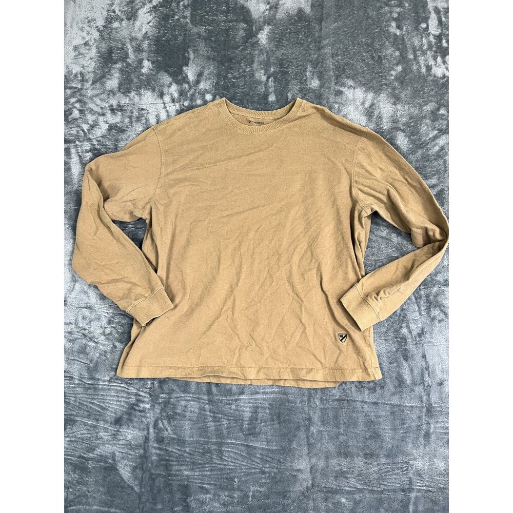 Cremeux Mens Long Sleeve Brown Shirt 100% Cotton Size L Casual Wear Crewneck